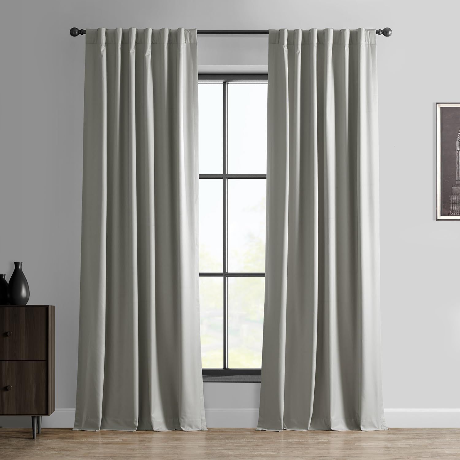 Greige Velvet Blackout Energy-Efficient Drape Panel