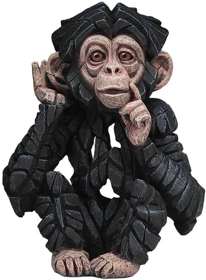 Black and White Resin Hear No Evil Baby Chimpanzee Figurine