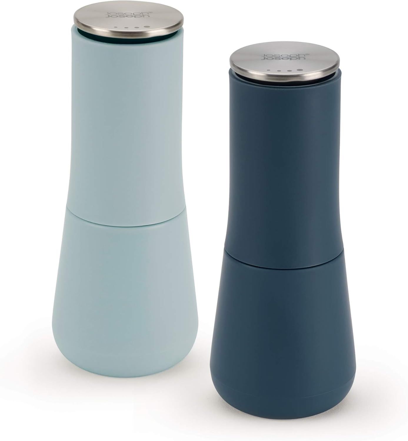 Sky Blue and Dark Blue Non-Spill Salt and Pepper Mill Set