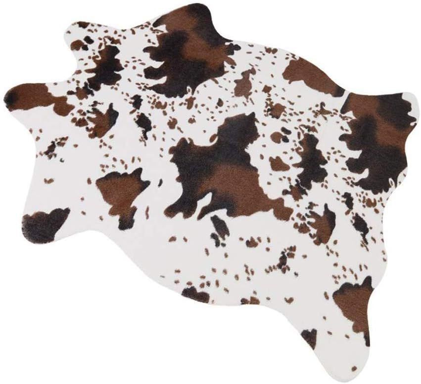 Cute Cow Print Faux Cowhide Kids Rug with Non-slip Backing