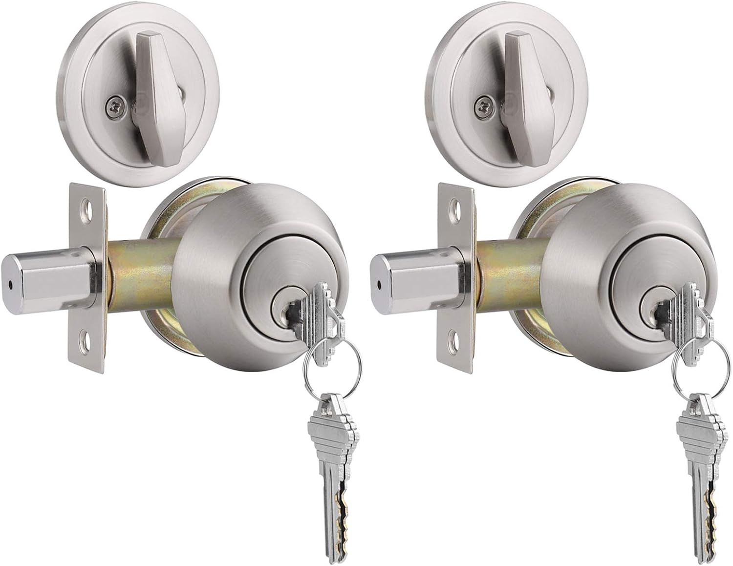 Satin Nickel Keyed Single Cylinder Deadbolt Set