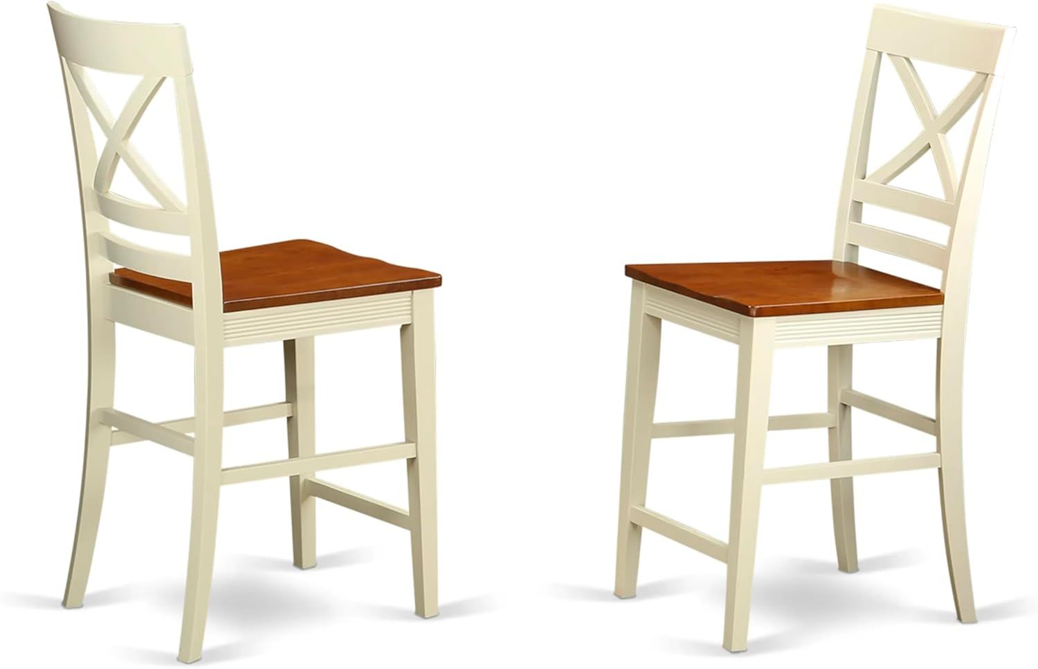 Buttermilk and Cherry Wood Counter Height Barstools, Set of 2