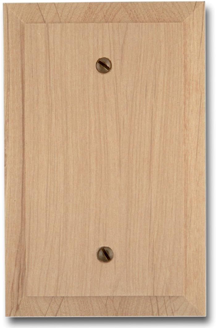 Unfinished Light Brown Wood Single Blank Wallplate