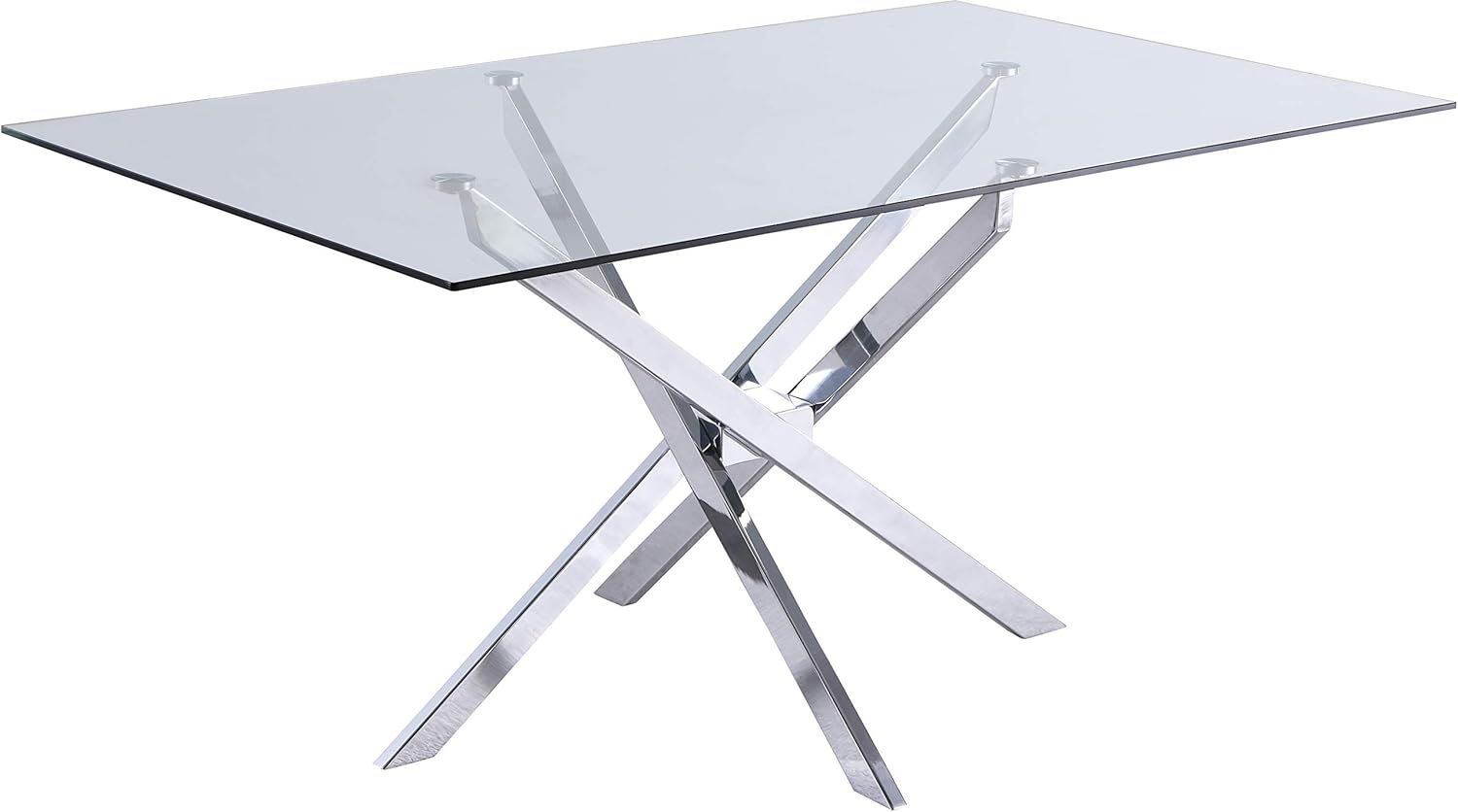 Luxor 60'' Chrome Tempered Glass Contemporary Dining Table