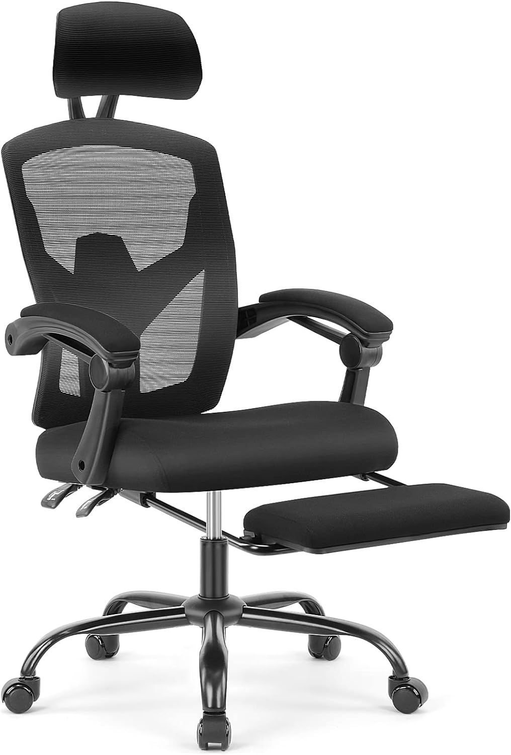 High Back Dark Black Mesh Executive Office Chair with Footrest