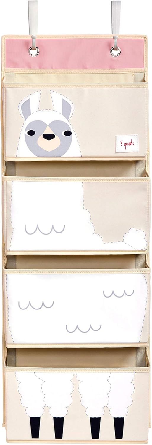 Llama Beige and White Hanging Wall Organizer with Hooks