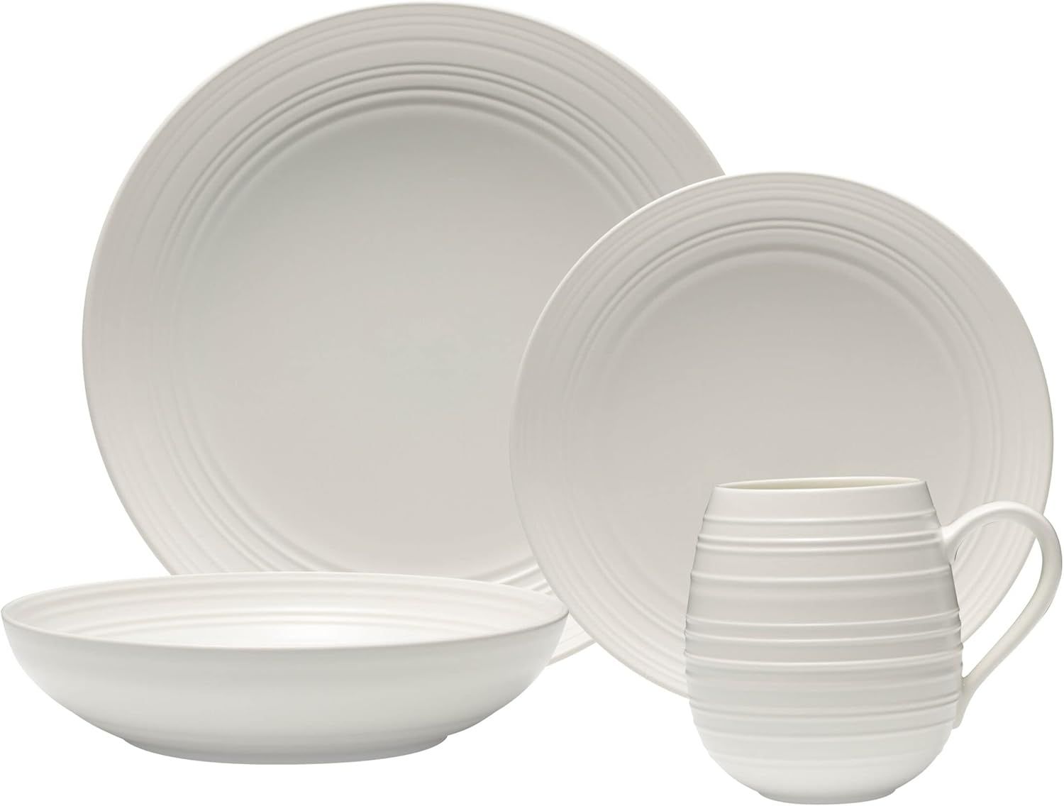 White Ceramic Coupe Dinnerware Set for One