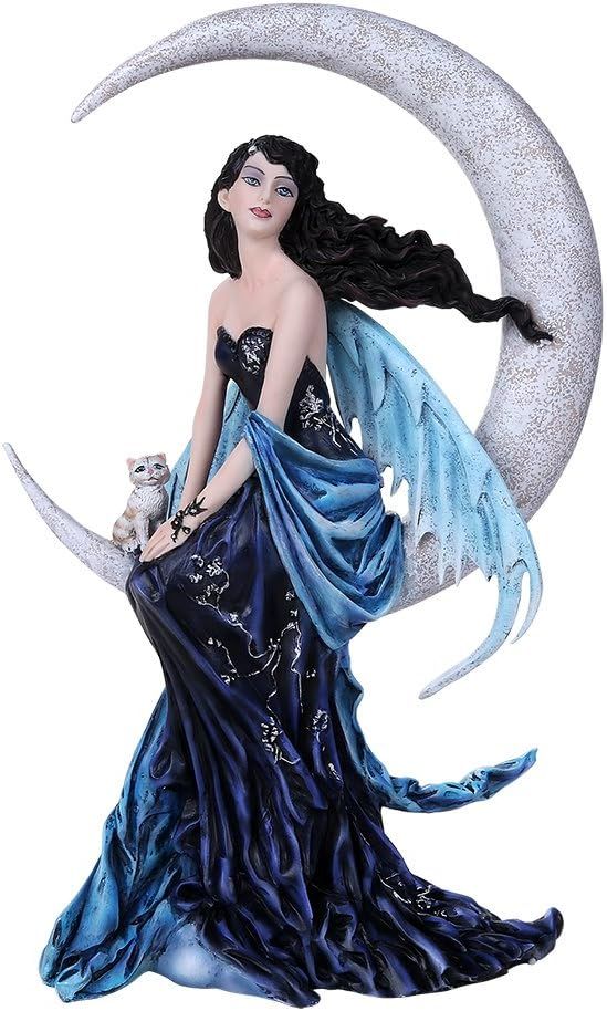 Indigo Moon Fairy with Kitten Resin Figurine