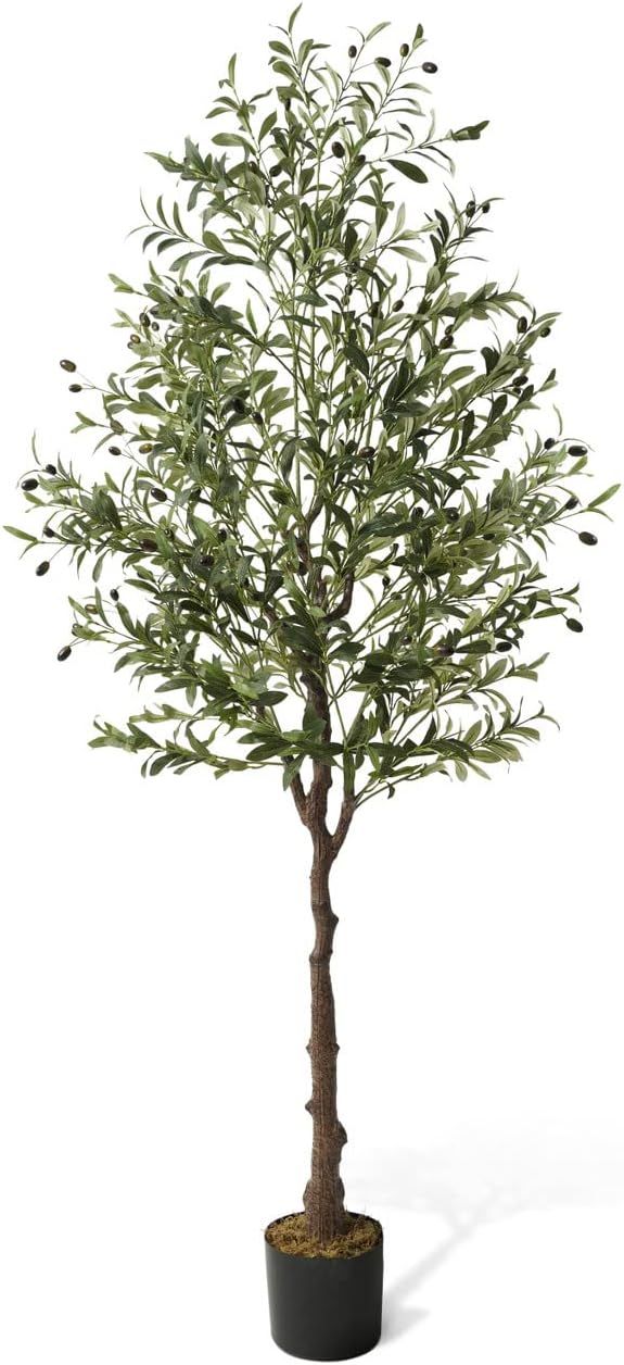 6-Foot Green Artificial Olive Tree in Black Plastic Pot