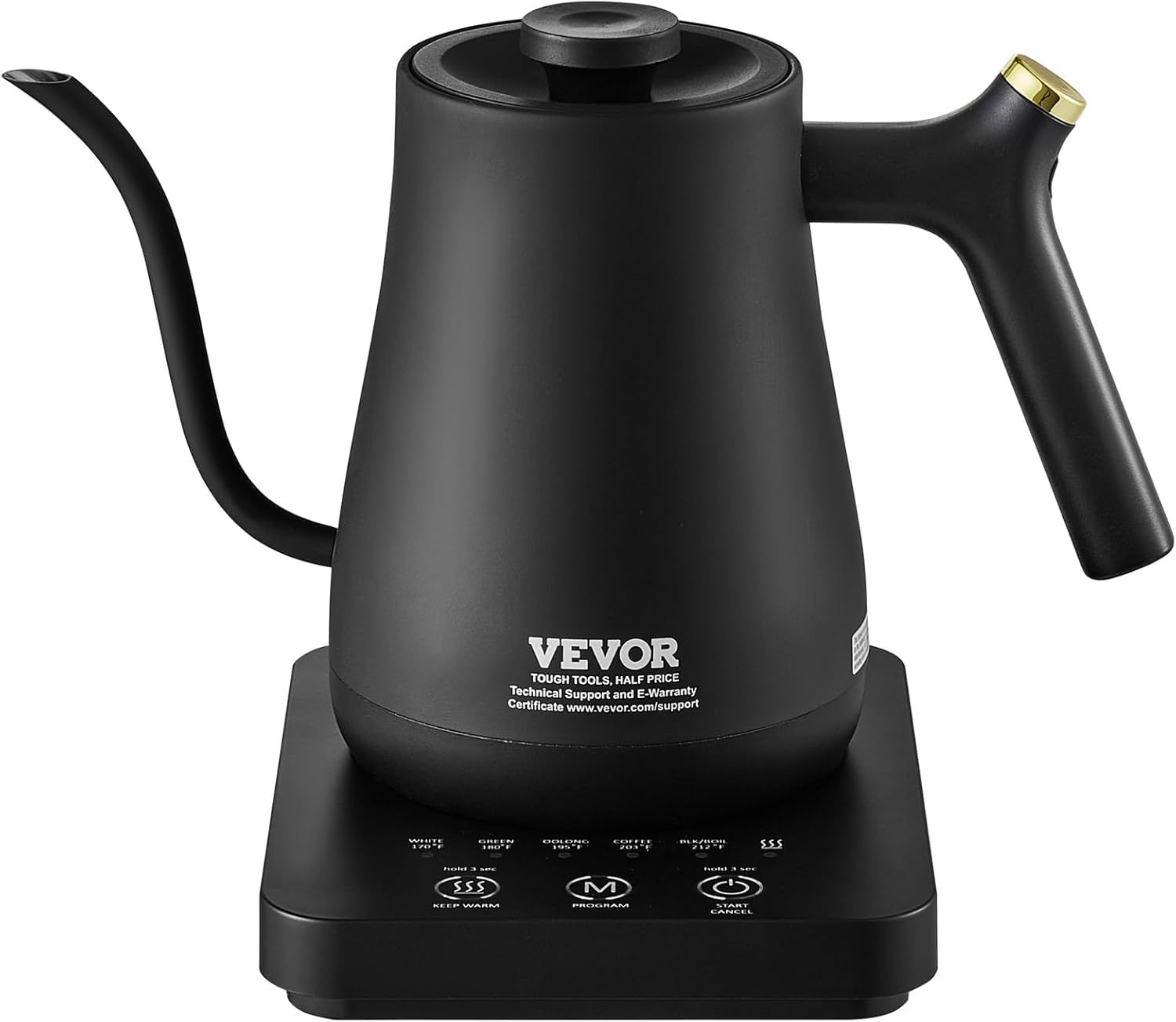 VEVOR Black Stainless Steel 1L Electric Gooseneck Kettle