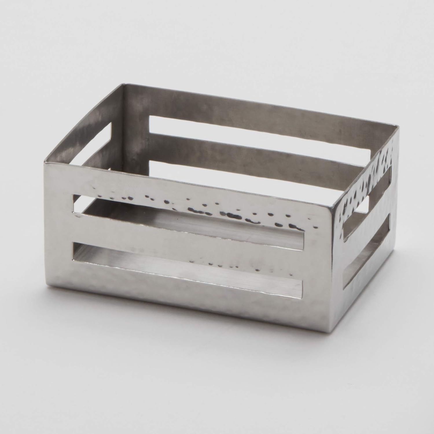 Rectangular Stainless Steel Hammered Sugar Packet Crate