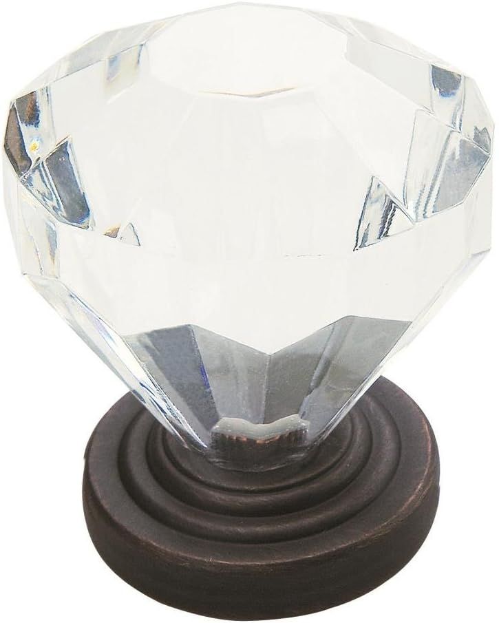 Round Clear Crystal and Oil-Rubbed Bronze Cabinet Knob