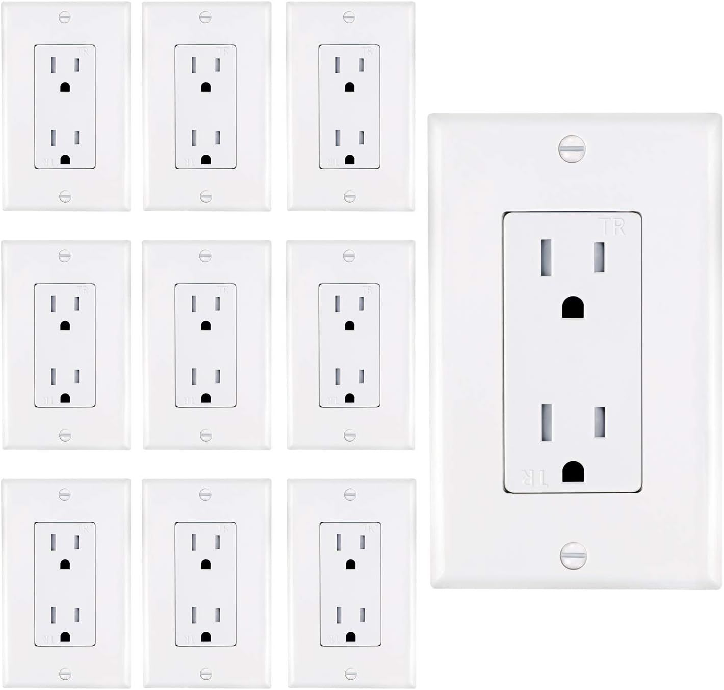 15A White Tamper Resistant Duplex Receptacle with Wall Plate