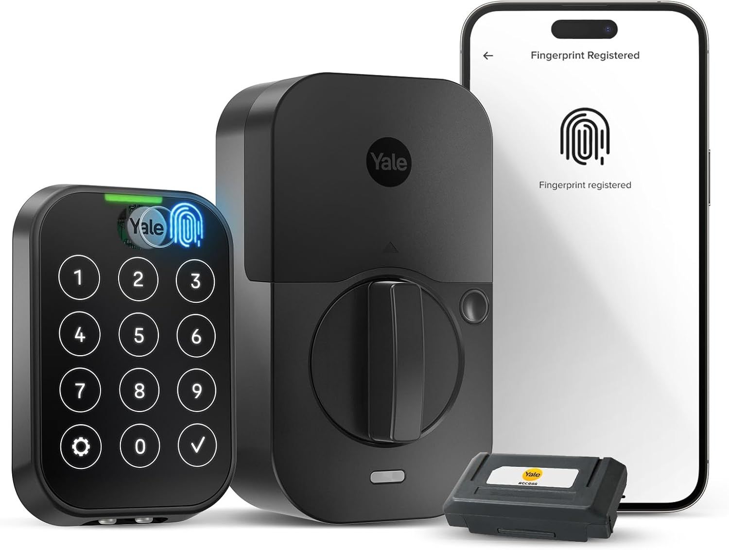 Black Suede Wi-Fi Bluetooth Electronic Deadbolt with Biometric Keypad