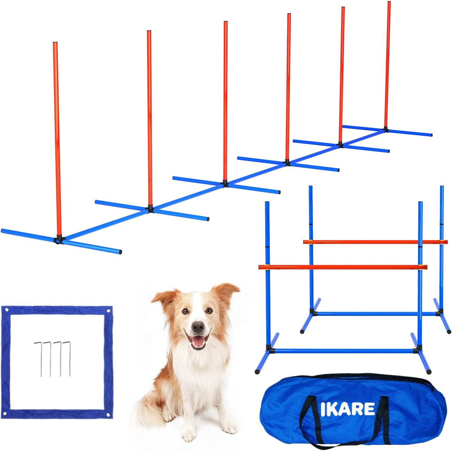 IKARE 4-Piece Blue and Red Dog Agility Training Kit