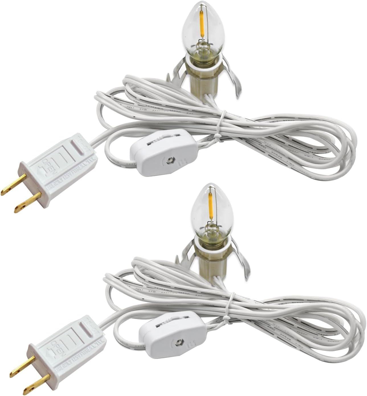 Warm White C7 LED Bulb with White Cord Set