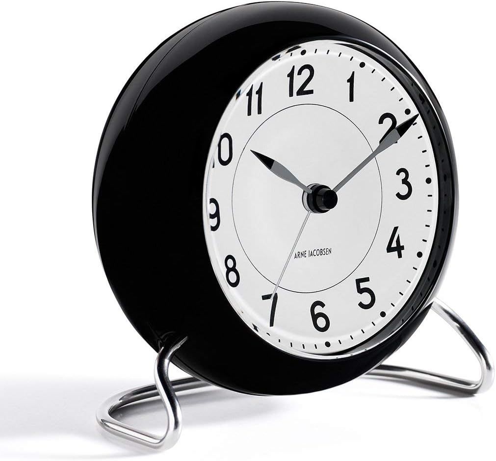 Black and White Analog Electric Alarm Tabletop Clock