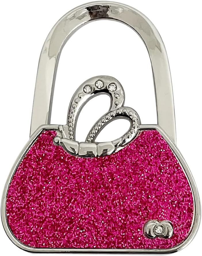 Pink Glittery Metal Purse Hook with Rhinestones