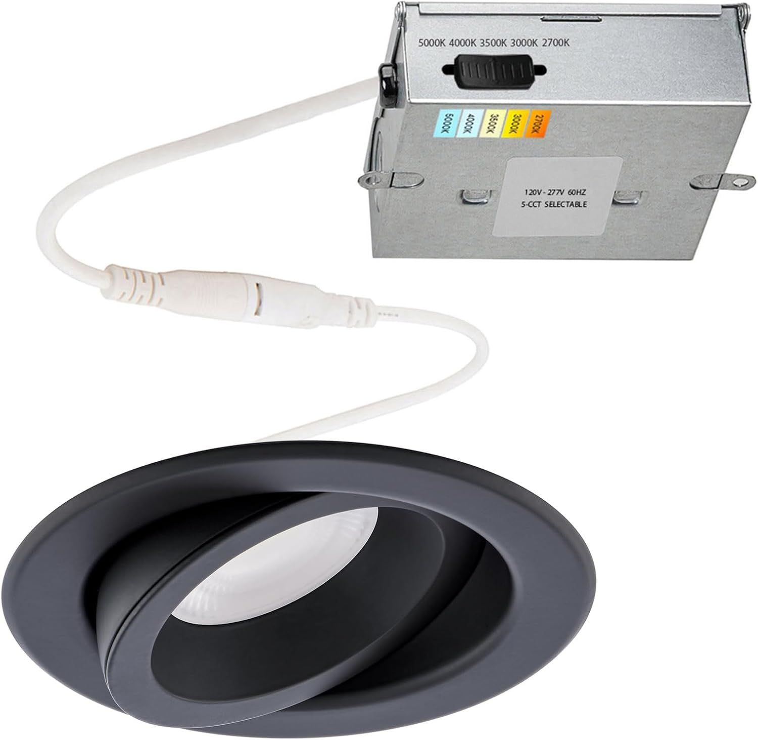 Black Adjustable 4in LED Recessed Light Kit with 5-CCT