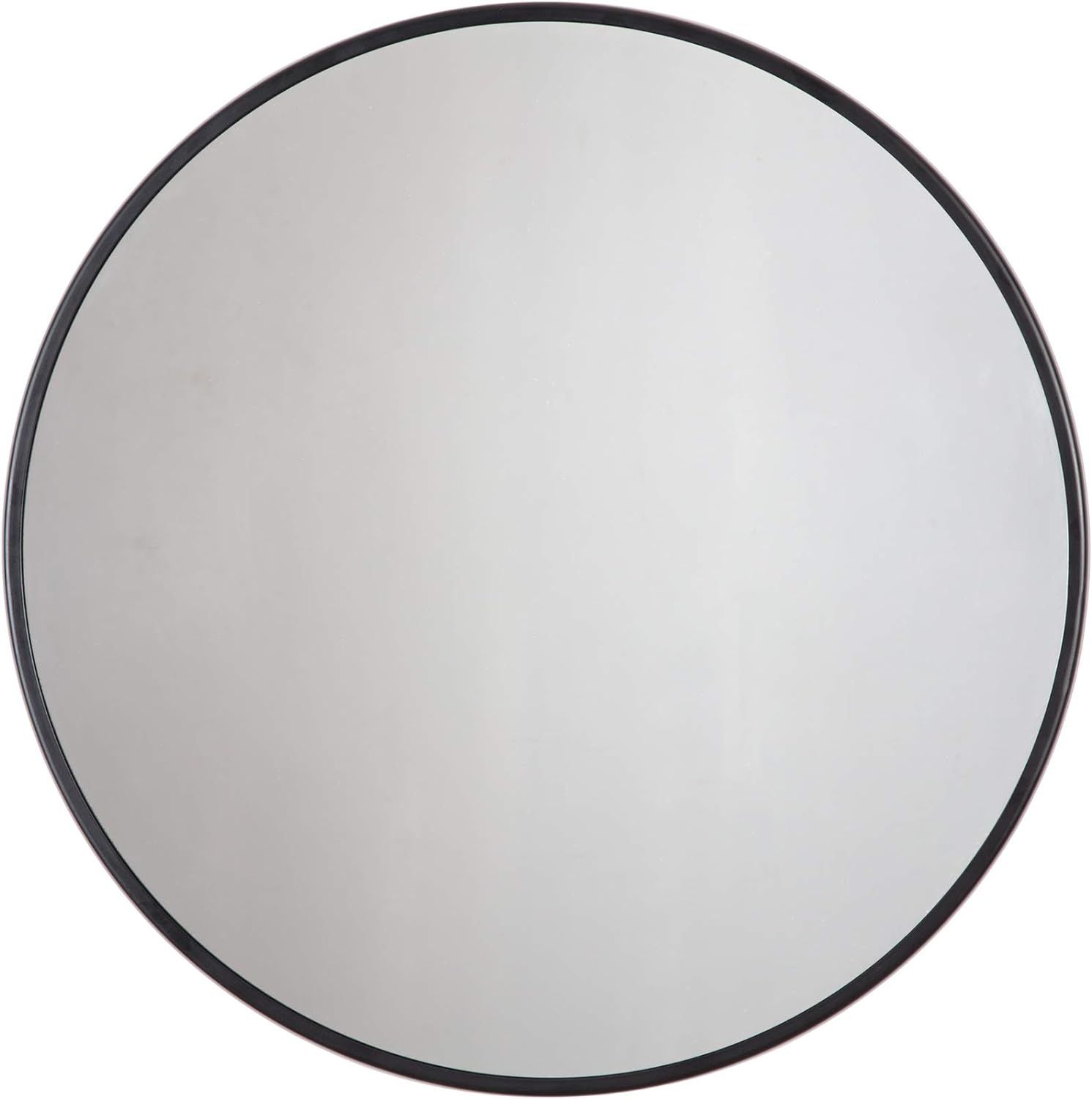 Adelina Modern Black Metal Framed 30" Round Wall Mirror