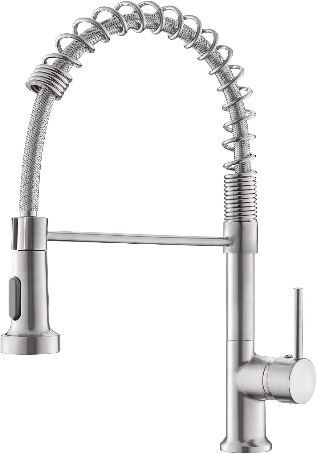 Brushed Nickel Commercial Pull-Down Kitchen Faucet with Spray