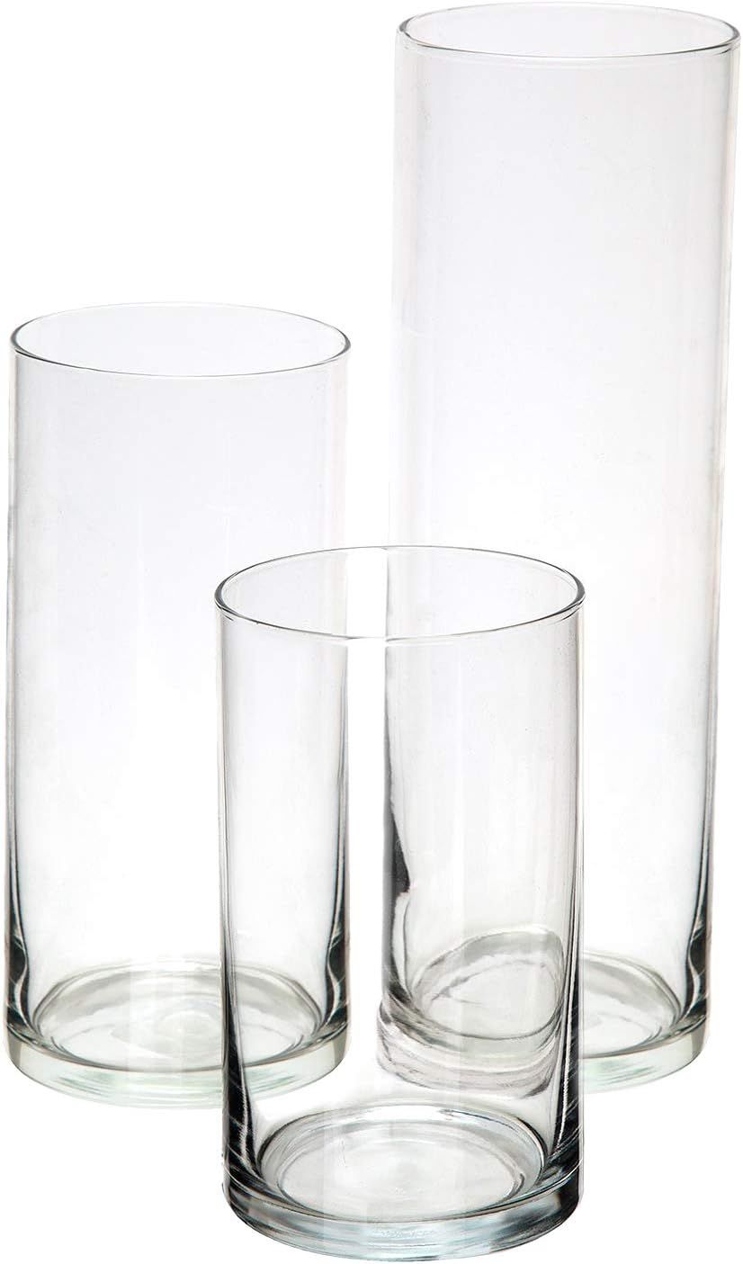 Clear Glass Cylinder Flower Centerpiece Vases Set of 3