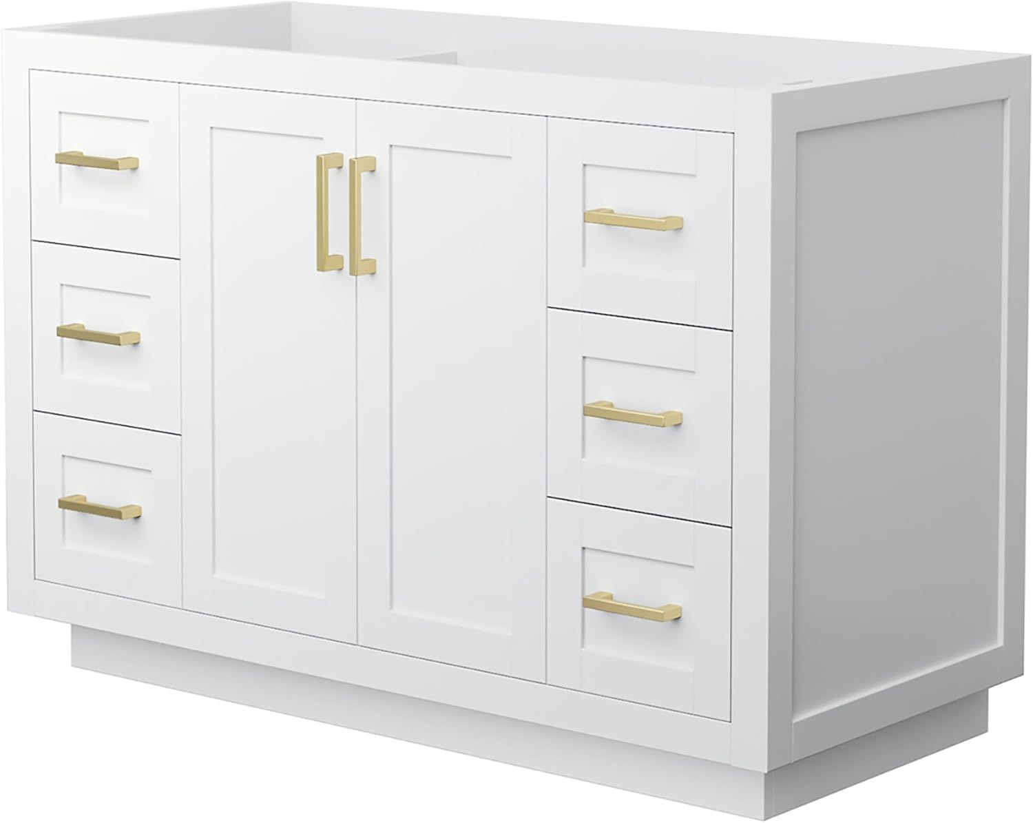 Miranda 48 Inch White Single Bathroom Vanity with Brushed Gold Trim