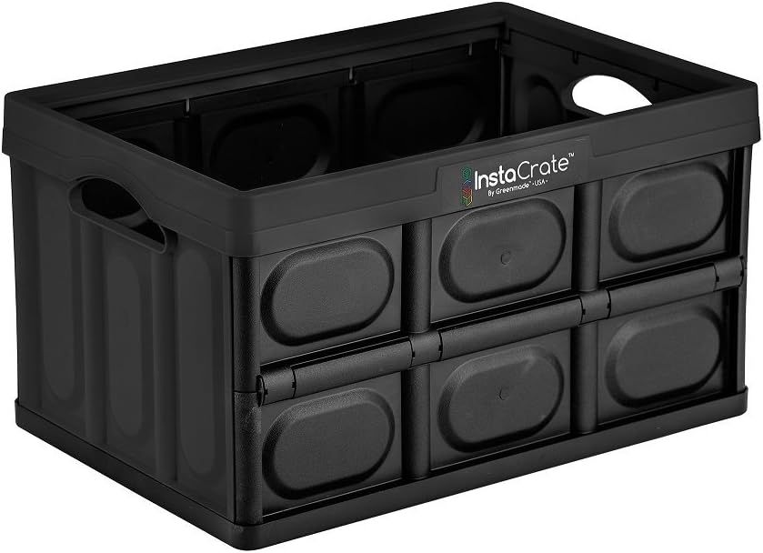 Black 12-Gallon Collapsible Stackable Storage Crate