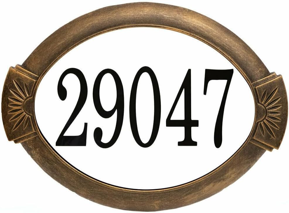 Antique Bronze Oval Cast Aluminum Address Plaque