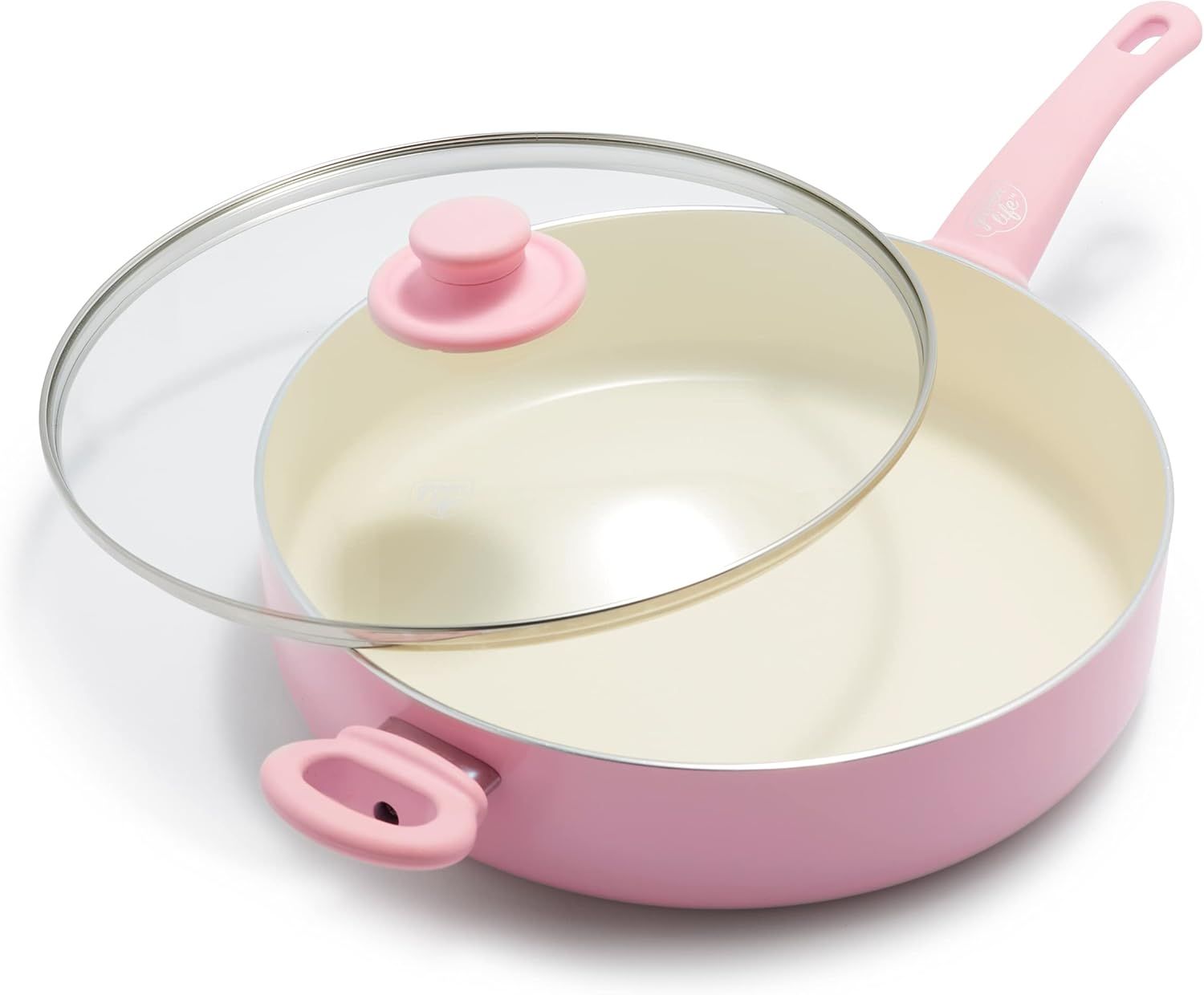 Pink Aluminum 5QT Nonstick Saute Pan with Lid