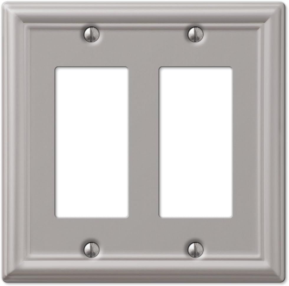 Brushed Nickel Double Rocker 2-Gang Wall Plate