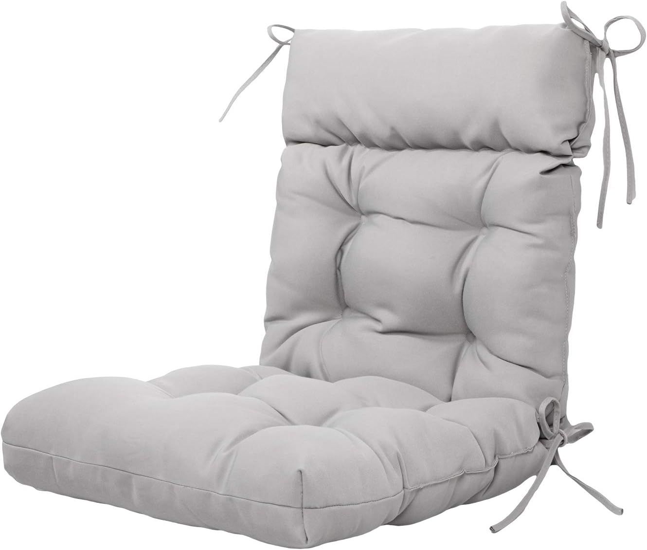 Gray Tufted UV Resistant Outdoor Chair Cushion