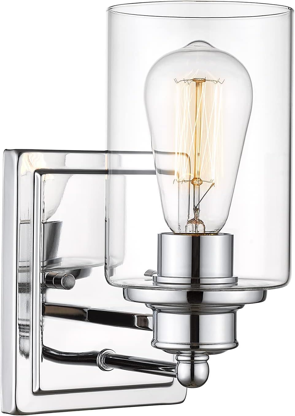 Chrome and Clear Glass Modern Bathroom Vanity Light