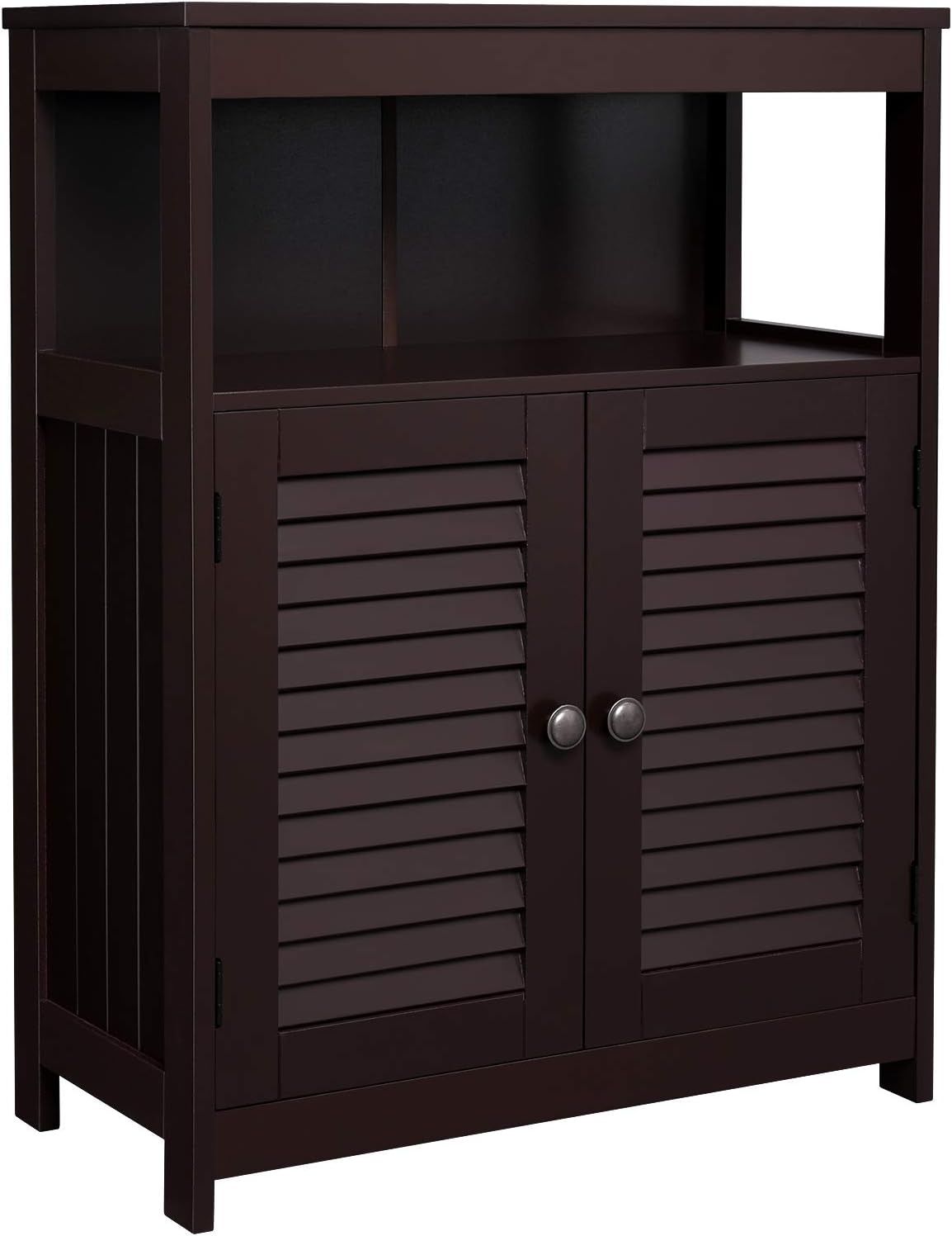 Brown MDF Living Room Cabinet with Adjustable Shelving