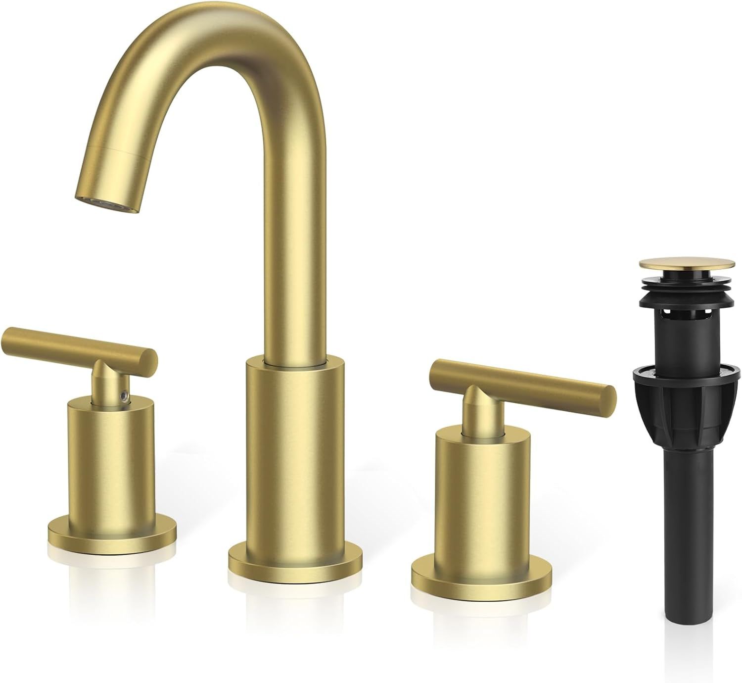 Brushed Gold Brass 2-Handle Widespread Bathroom Faucet Set