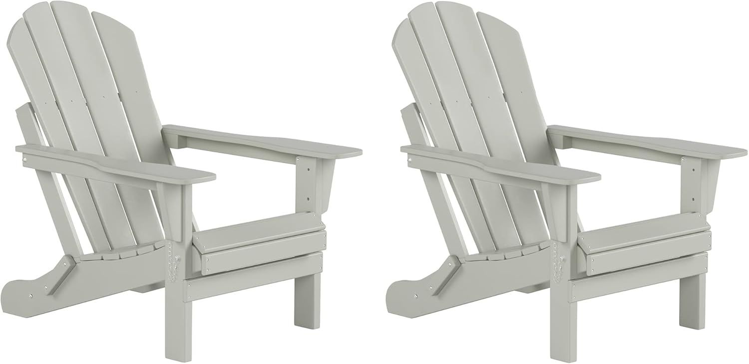 Sand Poly Adirondack Folding Outdoor Accent Chairs, Set of 2