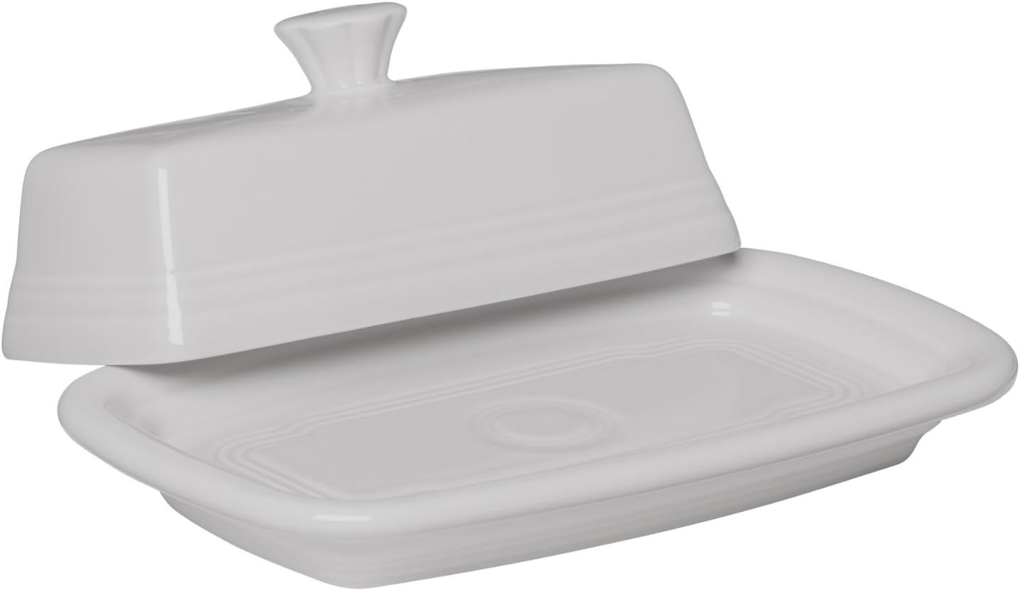 White Ceramic Extra Large Covered Butter Dish