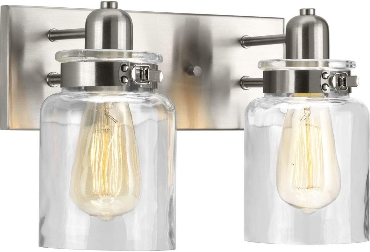 Brushed Nickel Apothecary Style Dimmable Bath Light