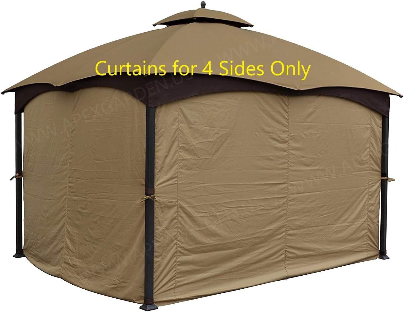 Beige Polyester Privacy Curtain Set for 10' x 12' Gazebo