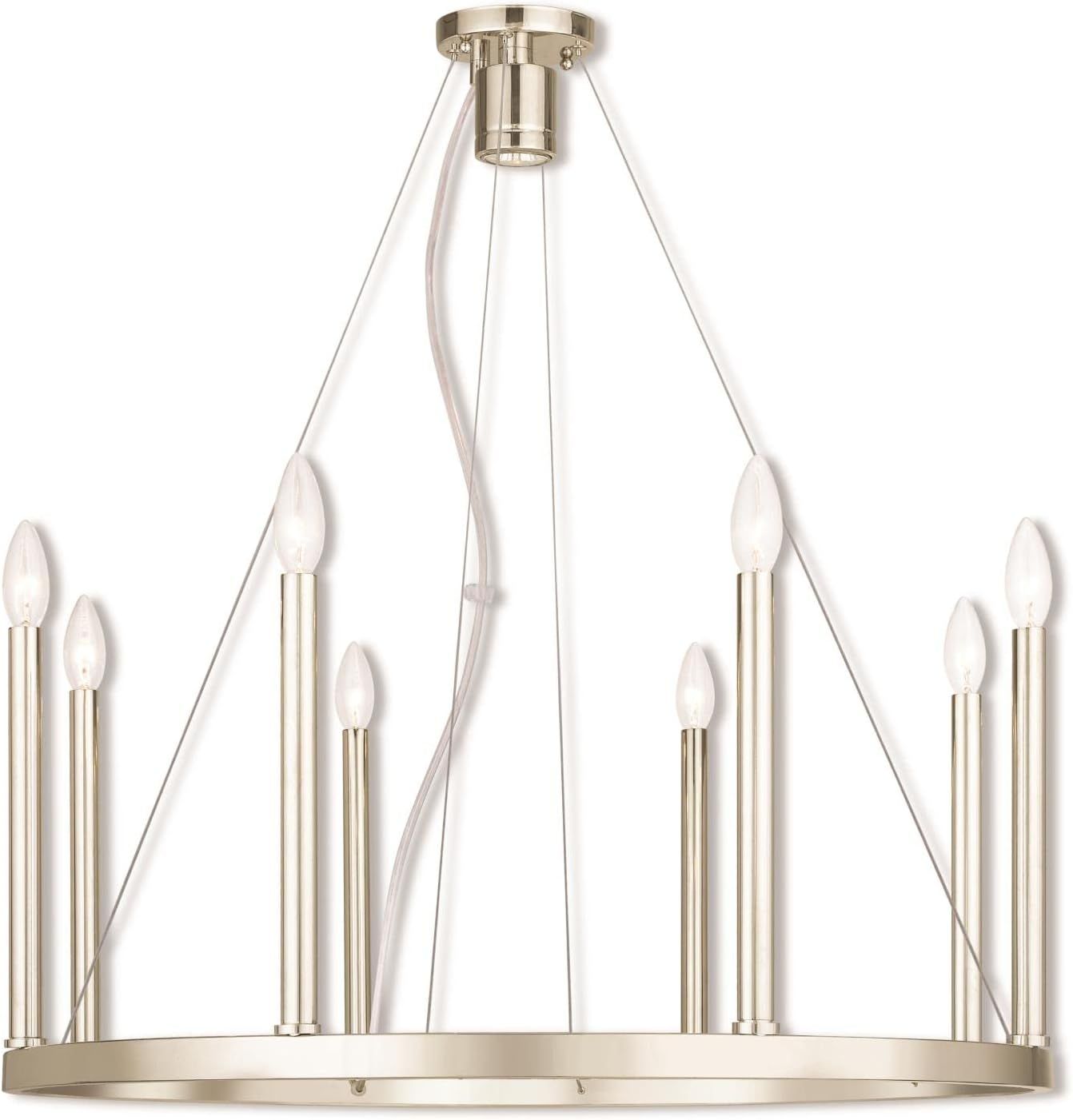 Elegant Alpine 8-Light Chandelier in Polished Nickel with Sleek Candle Sleeves