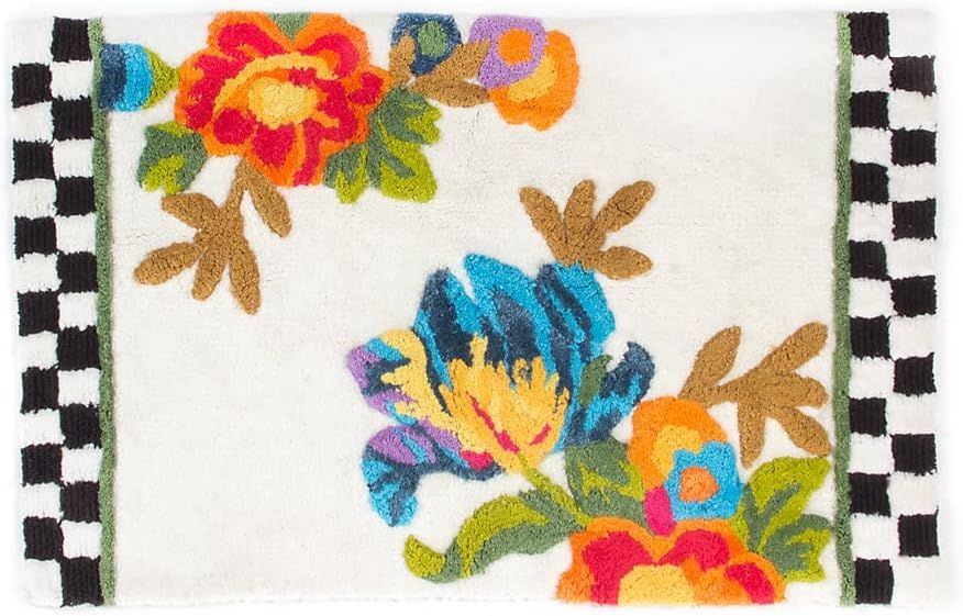 Floral Whisper Modern Cotton Bath Mat 34"L x 21"W - White