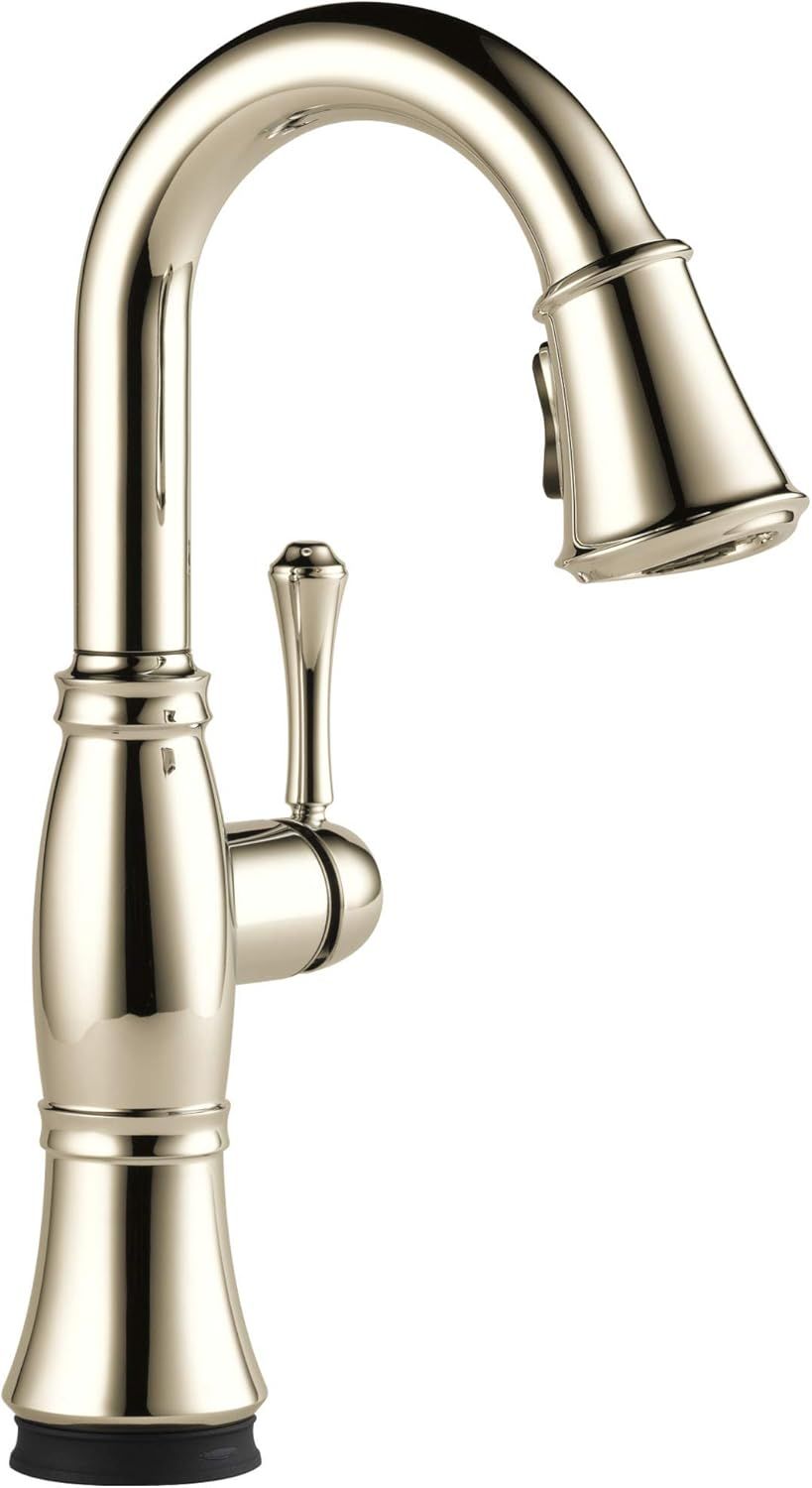 Nickel Modern Deck-Mounted Bar Faucet with Pull-out Spray