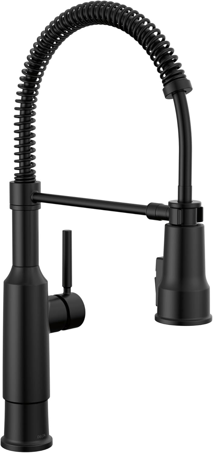 Matte Black Single Handle Pull-Down Spring Kitchen Faucet