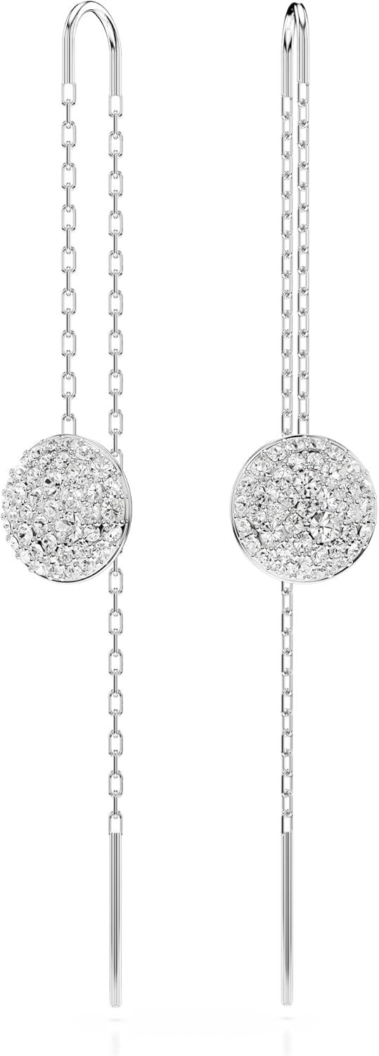 Silver Drop Earrings with White Swarovski Crystals