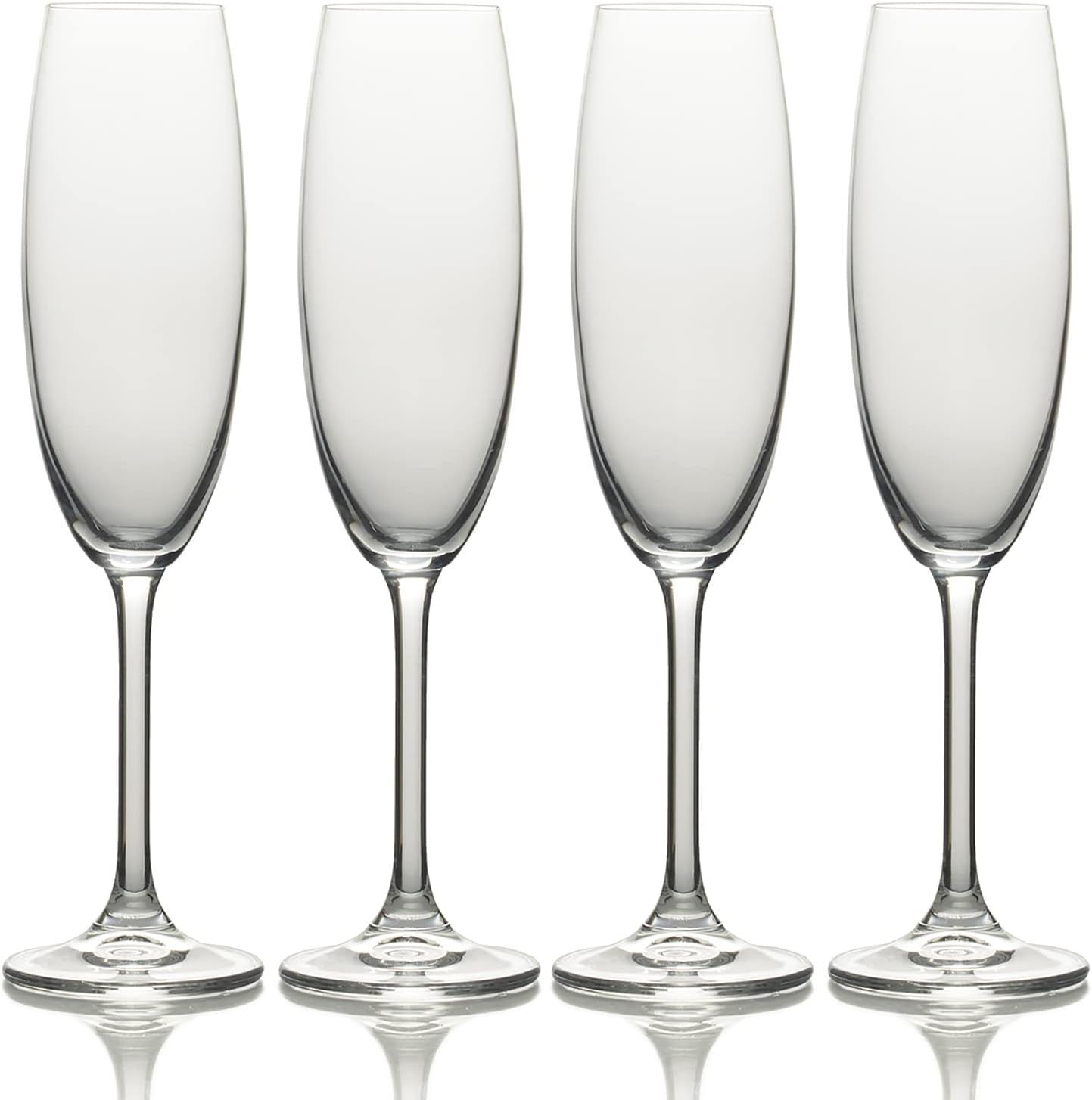 Julie Clear European Crystal Champagne Flutes, Set of 4