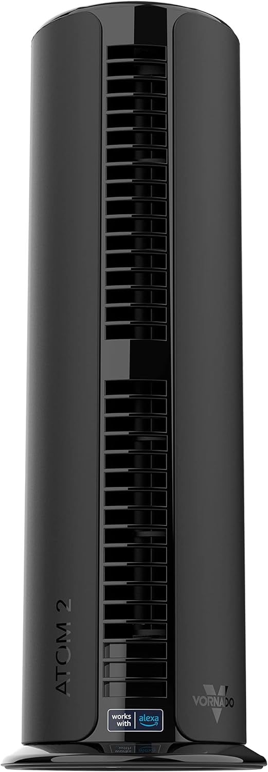 Black Oscillating Tower Fan with Adjustable Height and Alexa Control