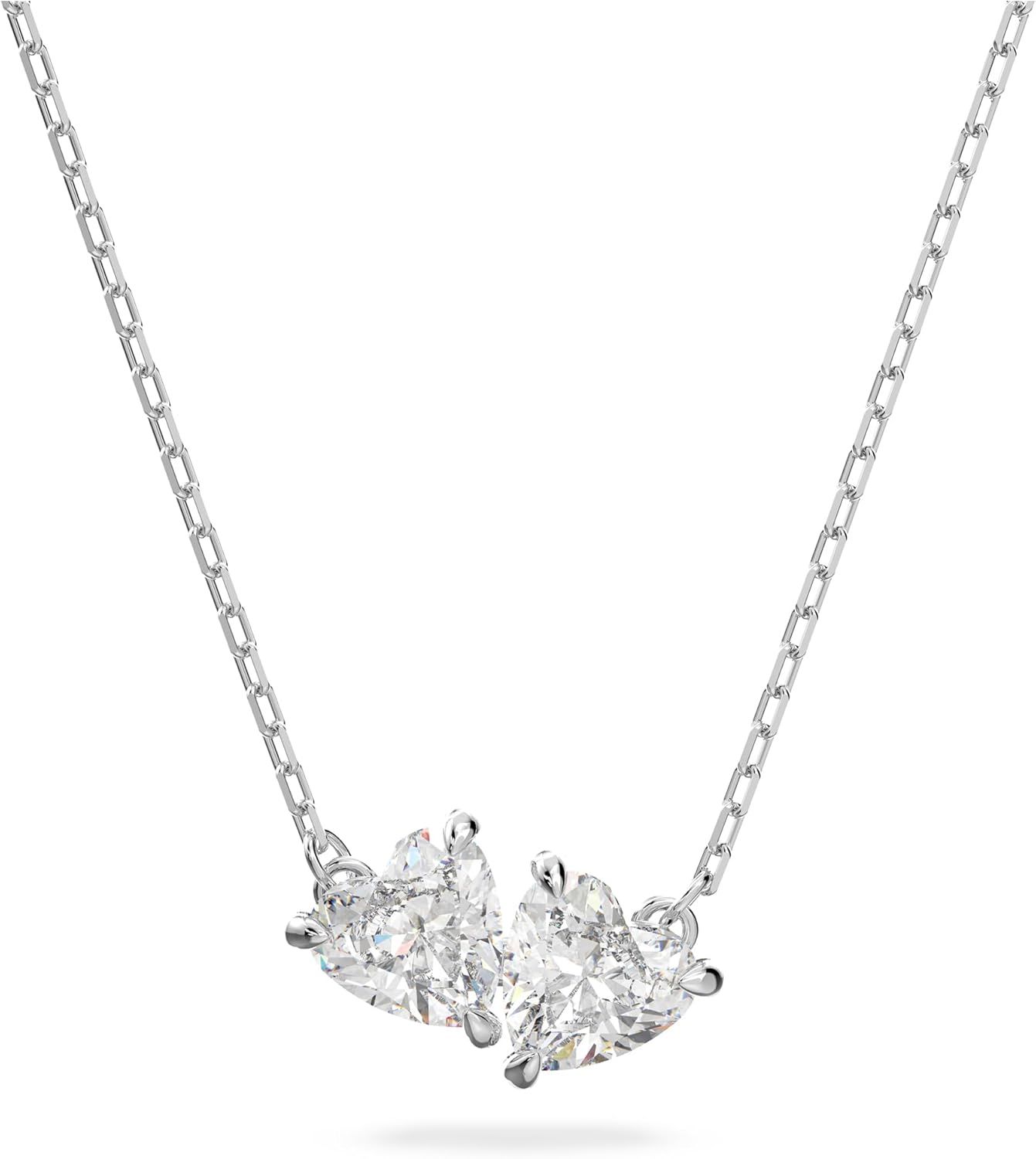 Elegant Silver Heart Pendant Necklace with Swarovski Crystals