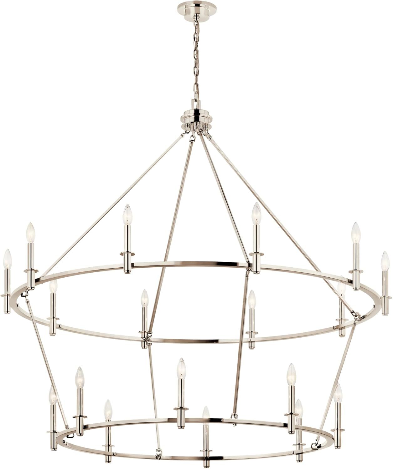 Polished Nickel 18-Light 2-Tier Candle Chandelier