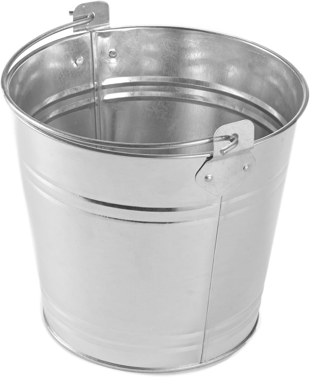 Silver Galvanized Steel Round Serving Pail with Handle