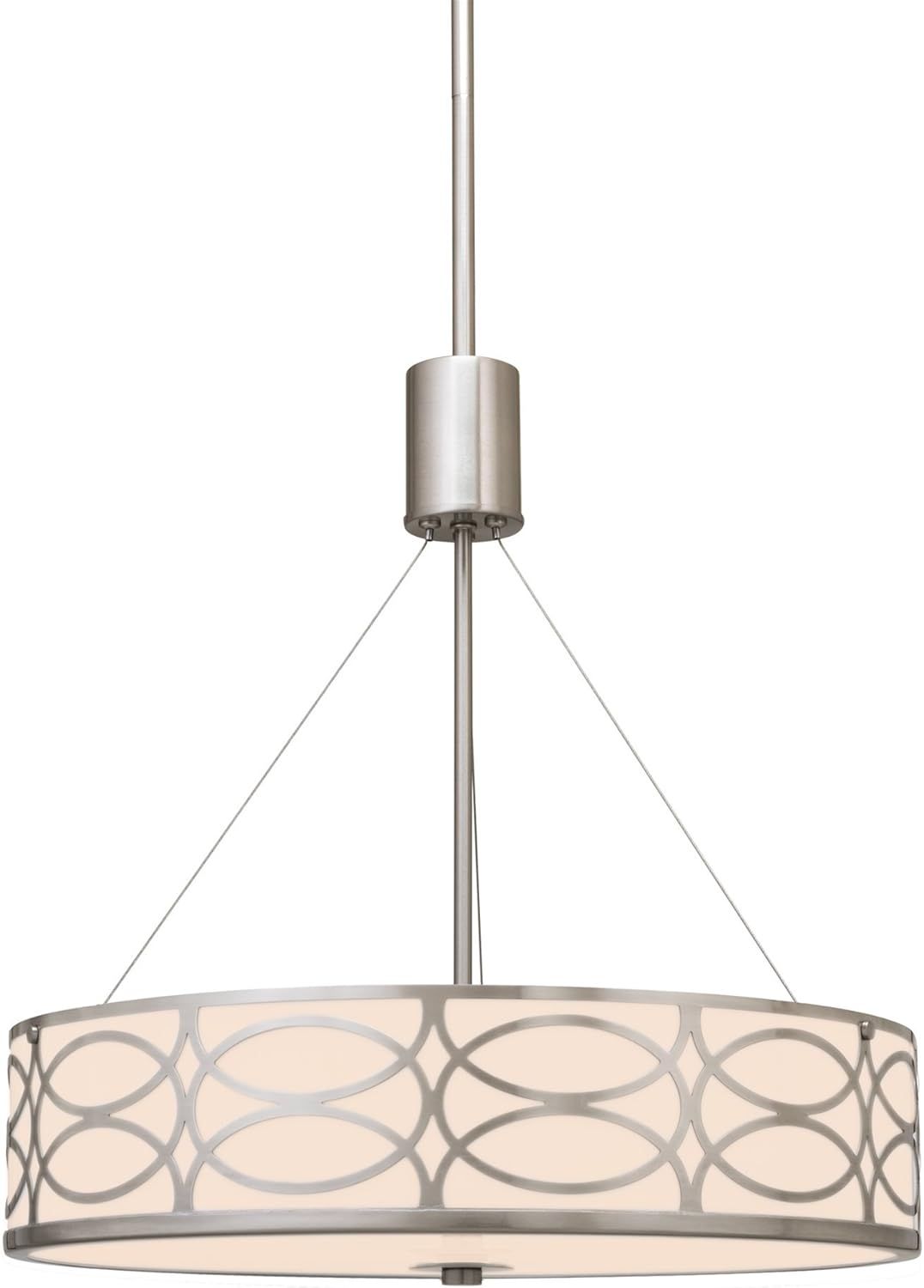 Brushed Nickel 3-Light Drum Pendant Chandelier with Fabric Shade